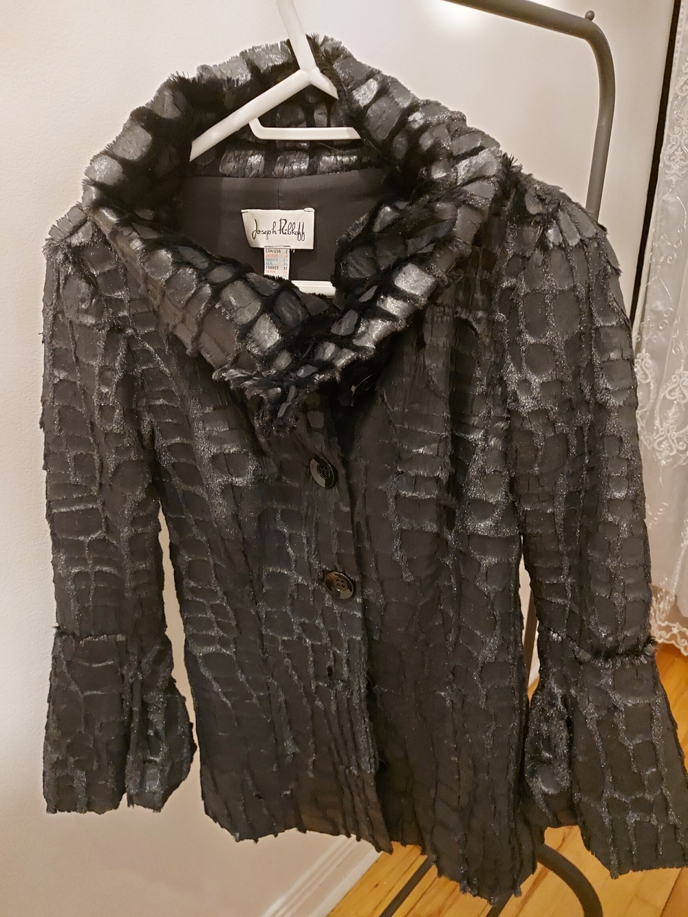 Joseph Ribkoff Black Textured Collar Jacket
